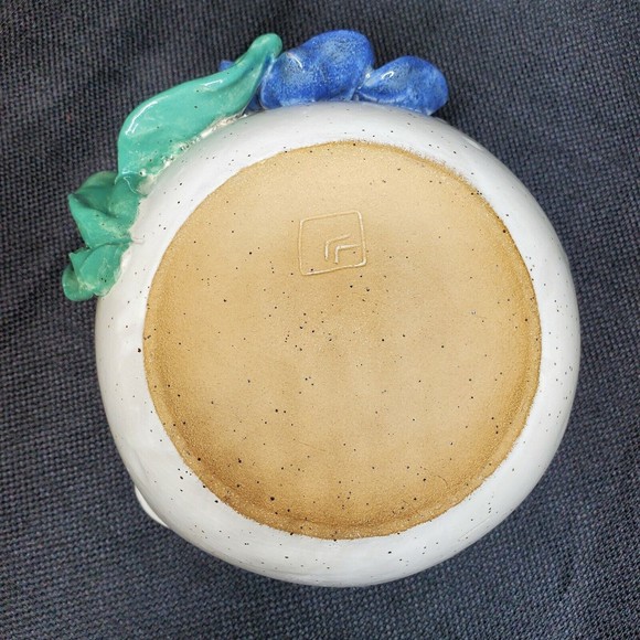 Glazed Stoneware Bowl Studio Art Pottery Artist Signed OOAK Blue Green 6.5x3.5" - Picture 6 of 12